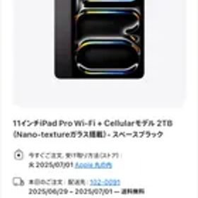 【開封済未使用品】iPad Pro 11インチ M4 Wi-Fi ＋ Cellular 2TB Nano-Textureガラス 2024年モデル