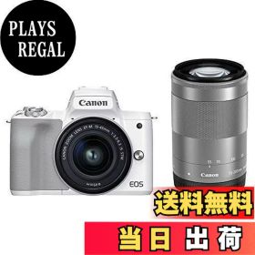 【送料無料】Canon ミラーレス一眼カメラ EOS Kiss M2 ダブルズームキット ホワイト KISSM2WH-WZK