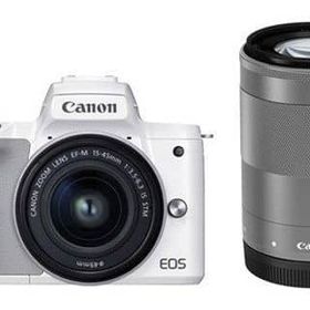 Canon ミラーレス一眼カメラ EOS Kiss M2 ダブルズームキット (ホワイト) [EOSKISSM2 WHWZK] カメラ