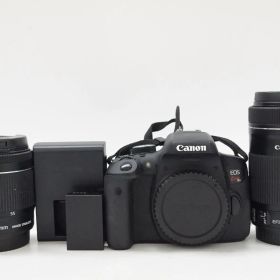 L012040)Canon キャノン EOS Kiss X8i EF-S 18-55mm 1:3.5-5.6 / EF-S 55-250mm 1:4-5.6 デジタル一眼レフ