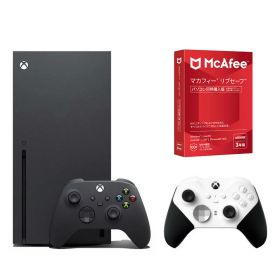 【セット商品】Microsoft Xbox Series X 1TB ディスクモデル ブラック EP2-63835 ゲーム機本体 ＋ Xbox Elite ワイヤレス コントローラー Series 2 Core Edition (ホワイト) + マカフィー リブセーフ 3年版 同時購入版 【おひとり様1台限り】