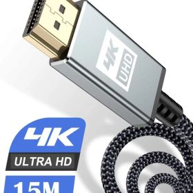 4K HDMI ケーブル 15m【ハイスピード アップグレード版】 HDMI 2.0規格HDMI Cable 4K 60Hz 対応 3840p/2160p UHD 3D HDR 18Gbps 高速イーサネット ARC hdmi ケーブル - 対応 パソコンの画面をテレビに映す Apple TV,PS5/PS4/PS3, PCモニターなど適用 (グレー)