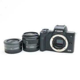 【中古】 《良品》 Canon EOS Kiss M ダブルレンズキット ブラック [ デジタルカメラ ]