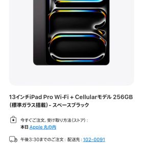 【未使用品】iPad Pro M4 13インチ 256GB Cellular 標準ガラス搭載 スペースブラック