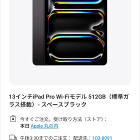 【未使用】iPad Pro M4チップ 13インチ WiFi 512GB スペースブラック