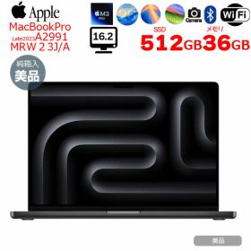 【中古パソコン】Apple MacBook Pro 16inch MRW23J/A A2991 2023 [Apple M3 Pro 12コアCPU 18コアGPU 36GB SSD512GB 無線 BT カメラ 16.2型 Space Black] ：美品