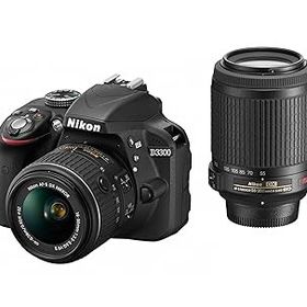 【中古】(良い)Nikon デジタル一眼レフカメラ D3300 ダブルズームキット ブラック D3300WZBK