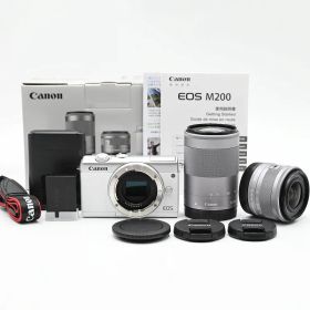 Canon キヤノン EOS M200 15-45mm 55-200mm レンズセット ミラーレス一眼レフカメラ 【中古】