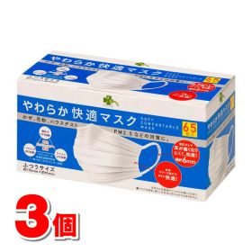 くらしリズム やわらか快適マスク ふつうサイズ 65枚 ×3個