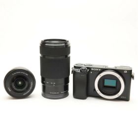 【中古】 《良品》 SONY α6000ダブルズームレンズキット ILCE-6000Y ブラック 【液晶モニター前枠部品交換/各部点検済】 [ デジタルカメラ ]