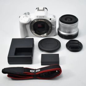 B#11096 Canon ミラーレス一眼カメラ EOS R50 標準ズームレンズキット(RF-S18-45) ホワイト/APS-C/約376g EOSR50WH-1845ISSTMLK