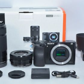 【極上品】 SONY ソニー α6000 ダブルズームレンズキット E PZ 16-50mm F3.5-5.6 OSS + E 55-210mm F4.5-6.3 OSS ブラック ＃8914