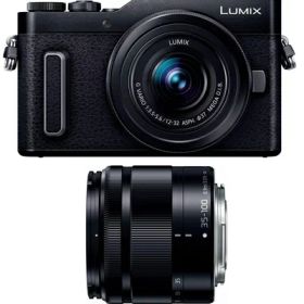 【中古】（新古品） パナソニック ミラーレス一眼カメラ ルミックス GF10 ダブルレンズキット 標準ズームレンズ/望遠ズームレンズ付属 ブラック DC-GF10WA-K