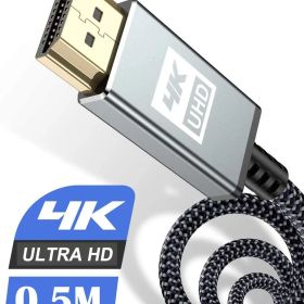 4K HDMI ケーブル 0.5m【ハイスピード アップグレード版】 HDMI 2.0規格HDMI Cable 4K 60Hz 対応 3840p/2160p UHD 3D HDR 18Gbps 高速イーサネット ARC hdmi ケーブル - 対応 パソコンの画面をテレビに映す Apple TV,PS5/PS4/PS3, PCモニターなど適用 (グレー)