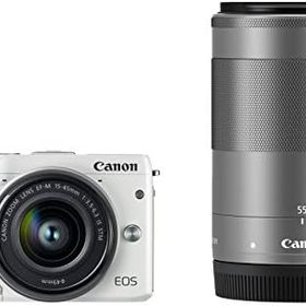 【中古】Canon ミラーレス一眼カメラ EOS M3 ダブルズームキット(ホワイト) EF-M15-45mm F3.5-6.3 IS STM EF-M55-200mm F4.5-6.3 IS STM 付属 EOSM3WH-WZK2