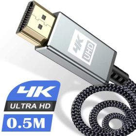 4K HDMI ケーブル 0.5m【ハイスピード アップグレード版】 HDMI 2.0規格HDMI Cable 4K 60Hz 対応 3840p/2160p UHD 3D HDR 18Gbps 高速イーサネット ARC hdmi ケーブル - 対応 パソコンの画面をテレビに映す Apple TV,PS5/PS4/PS3, PCモニターなど適用 (グレー)