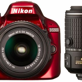 【中古】【非常に良い】Nikon デジタル一眼レフカメラ D3300 ダブルズームキット2 レッド
