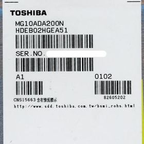 TOSHIBA製HDD MG10ADA200N 2TB SATA600 7200