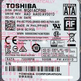 TOSHIBA(東芝) ノート用HDD 2.5inch MQ01ACF050 500GB