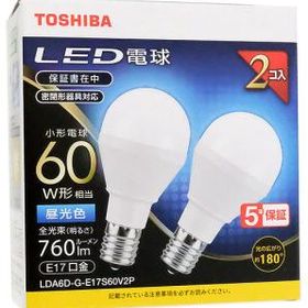 TOSHIBA LED小型電球 E17 60W形相当 昼光色 2個入り LDA6D-G-E17S60V2P
