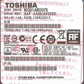 TOSHIBA(東芝) ノート用HDD 2.5inch MQ01ABD075 750GB