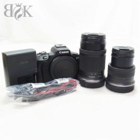 美品 キャノン EOS R50 デジタル一眼 ダブルズームキット RF-S18-45mm F4.5-6.3 IS STM φ49mm + 55-210 F5-7.1 IS STM 通電確認済 中古＋【中古】