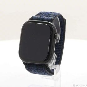 【中古】Apple(アップル) Apple Watch Series 10 GPS 46mm ジェットブラックアルミニウムケース ブラック／ブルーNikeスポーツループ 【348-ud】