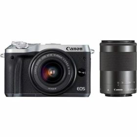 【中古】キヤノン Canon EOS M6 ダブルズームキット シルバー EF-M15-45mm/EF-M55-200mm 付属