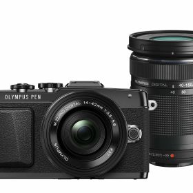 【中古】【非常に良い】OLYMPUS PEN E-PL7 EZダブルズームキット ブラック ミラーレス一眼 E-PL7 EZ DZKIT BLK