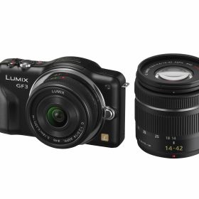 【中古】【非常に良い】パナソニック ミラーレス一眼カメラ LUMIX GF3 ダブルレンズキット エスプリブラック DMC-GF3W-K