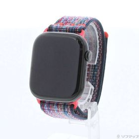 【中古】Apple(アップル) Apple Watch Series 10 GPS 46mm ジェットブラックアルミニウムケース ブルー／レッドNikeスポーツループ 【251-ud】