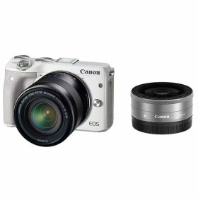 【中古】【1年保証】【美品】Canon EOS M3 18-55mm 22mm ダブルレンズキット ホワイト