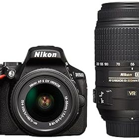 【中古】(非常に良い)Nikon デジタル一眼レフカメラ D5500 ダブルズームキット ブラック 2416万画素 3.2型液晶 タッチパネルD5500WZBK