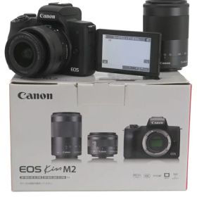 【Canon】キヤノン『EOS Kiss M2 ダブルズームキット / ブラック』2020年11月発売 ミラーレス一眼カメラ 1週間保証【中古】