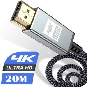 4K HDMI ケーブル 20mハイスピード アップグレード版 HDMI 2.0規格HDMI Cable 4K 60Hz 対応 3840p/2160p UHD 3D HDR 18Gbps 高速イーサネット ARC hdmi ケーブル - 対応 パソコンの画面をテレビに映す Apple TV,PS5/PS4/PS3, PCモニターなど適用 (グレー)