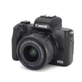 【中古】Canon ミラーレス一眼カメラ EOS Kiss M2 標準ズームレンズキット ブラック KISSM2BK-1545