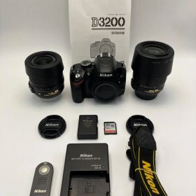【返品保証・動作確認済】Nikon D3200 ダブルズームレンズキット 18-55mm + 55-200mm 良品