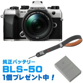 純正スペアバッテリープレゼント！ OM SYSTEM オーエムシステム OM-5 Mark II 14-150mm II レンズキット シルバー＋P-CB-296(ディープグレー) セット