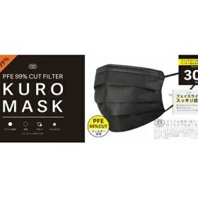 【数量限定】富士 不織布 黒マスク 30枚入 PFE 99% カット フィルター KURO MASK 大人用サイズ（使い捨て不織布マスク）（4944109314483）※パッケージ変更の場合あり