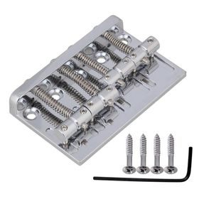 Yibuy 4弦ベースブリッジ60mmピッチ ヘビートップロードアップグレード クロム 100％の新しいブランド 四調節可能なバレルサドル ブロックス