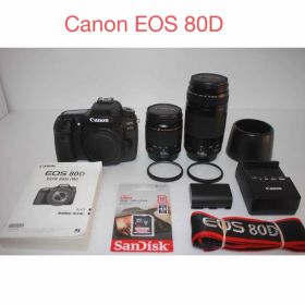 フード付き☆キャノン Canon EOS 80D標準&望遠ダブルレンズセット