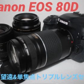 ☆保証付き☆キャノン Canon EOS 80D標準&望遠&単焦点レンズセット