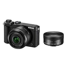 【中古】「非常に良い」Nikon ミラーレス一眼 Nikon1 J5 ダブルレンズキット ブラック J5WLKBK(ミラーレス一眼)