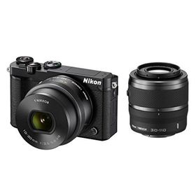 【中古】「非常に良い」Nikon ミラーレス一眼 Nikon1 J5 ダブルズームキット ブラック J5WZBK(ミラーレス一眼)