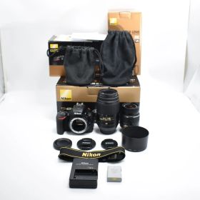 B#10973 Nikon デジタル一眼レフカメラ D5500 ダブルズームキット ブラック 2416万画素 3.2型液晶 タッチパネルD5500WZBK