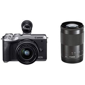 【中古】「非常に良い」Canon ミラーレス一眼カメラ EOS M6 Mark II ダブルズームEVFキット シルバー EOSM6MK2SL-WZEVFK(ミラーレス一眼)