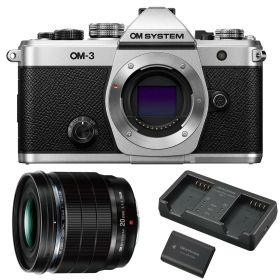 OM SYSTEM オーエムシステム OM-3 ボディ シルバー＋M.ZUIKO DIGITAL ED 20mm F1.4 PRO レンズセット 【SBCX-1 充電池充電器セット1個プレゼント中！】