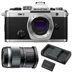 OM SYSTEM オーエムシステム OM-3 ボディ シルバー＋M.ZUIKO DIGITAL ED 60mm F2.8 Macro レンズセット 【SBCX-1 充電池充電器セット1個プレゼント中！】