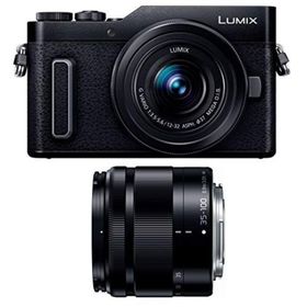 【中古】「非常に良い」パナソニック ミラーレス一眼カメラ ルミックス GF10 ダブルレンズキット 標準ズームレンズ/望遠ズームレンズ付属 ブラック DC-GF10WA-K(ミラーレス一眼)