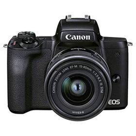 【中古】「非常に良い」Canon ミラーレス一眼カメラ EOS Kiss M2 標準ズームレンズキット ブラック KISSM2BK-1545(ミラーレス一眼)